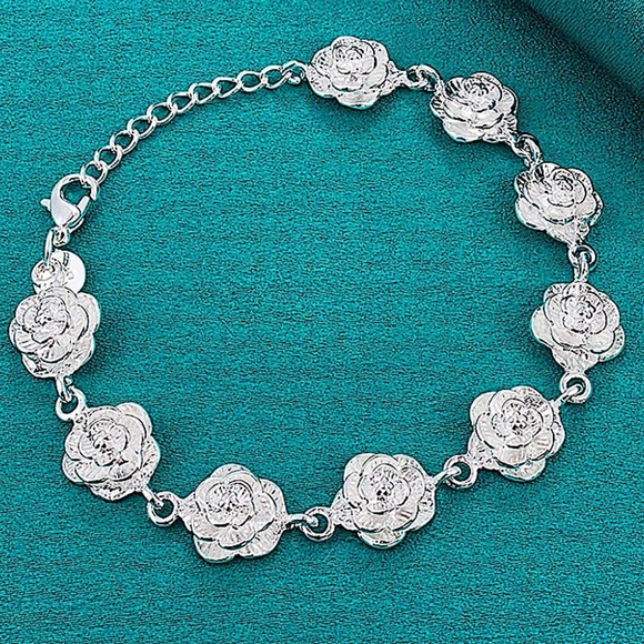 Flower Bracelet Sterling Silver - Picture 1 of 8